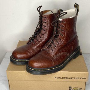 Dr. Martens CROC Pascal Dark Brown Vibrance Croco Leather Combat Boots 10 UK 43